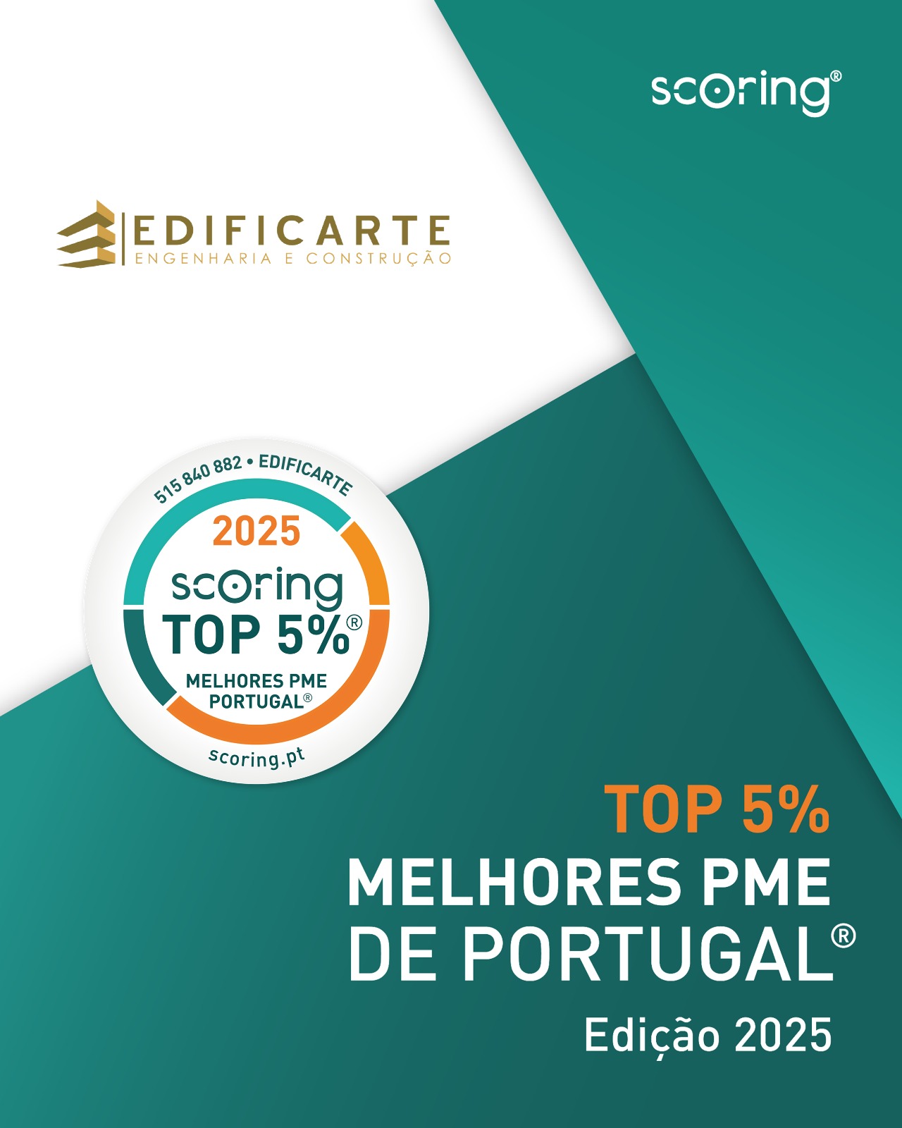 Scoring Top 5% Melhores PME de Portugal - Edição 2025 - Edificarte